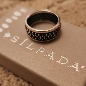 Silpada Silver Ring with black onyx size 6